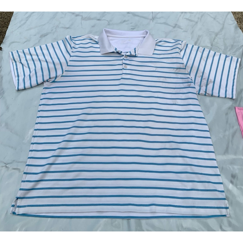 เสื้อกีฬาคอปก แขนสั้น สีขาวลายฟ้า แบรนด์ทั่วไป 5211