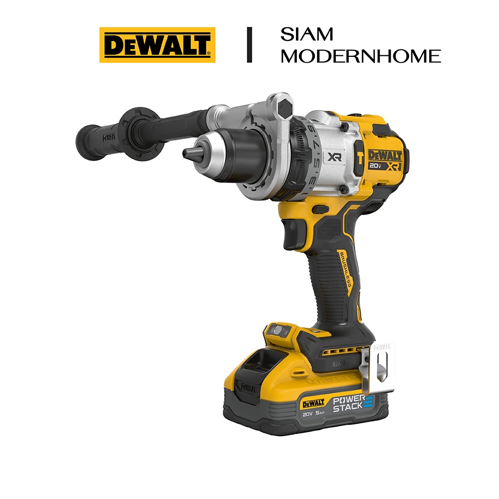 DEWALT สว่านกระแทกไร้สาย รุ่นพรีเมี่ยม 20V Max พร้อมแบตเตอรี่Powerstack 5AH และกล่องTSTAK รุ่น DCD10