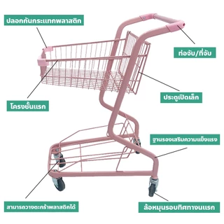 รถเข็นช้อปปิ้ง 2 ชั้น แบบมีล้อ Trolley (including basket) รถเข็นร้านสะดวกซื้อ ขนาดเล็ก สไตล์ญี่ปุ่น