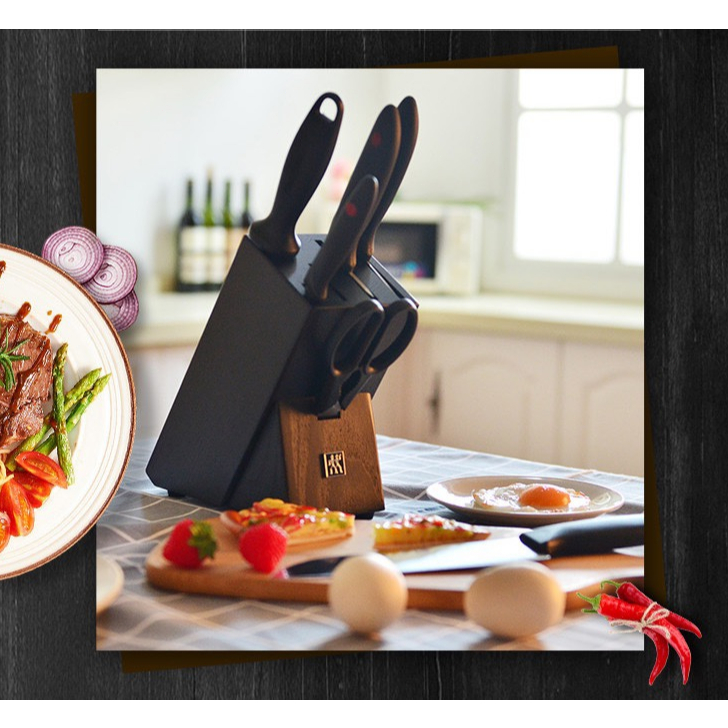 Germany Zwilling Hong Luck Series Red Dot Stainless Steel Knife Set of 7