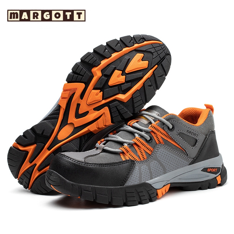 【margott9】Safety shoes รองเท้าเซฟตี้ หัวเหล็ก พื้นเหล็ก รองเท้าทำงานตาข่ายระบายอากาศสบาย