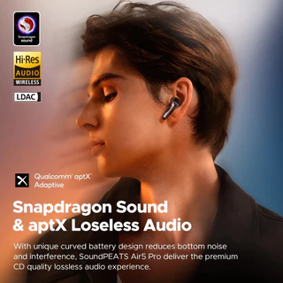 [ประกันศูนย์ไทย] SoundPEATS Air5 Pro หูฟังบลูทูธ 5.4 หูฟังอินเอีย หูฟังไร้สาย Hi-Res LDAC True Wireless Snapdragon Sound