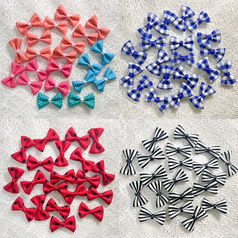 โบว์ผ้าจิ๋วลายสก๊อตลายจุด 2-3 cm 20 ชิ้น