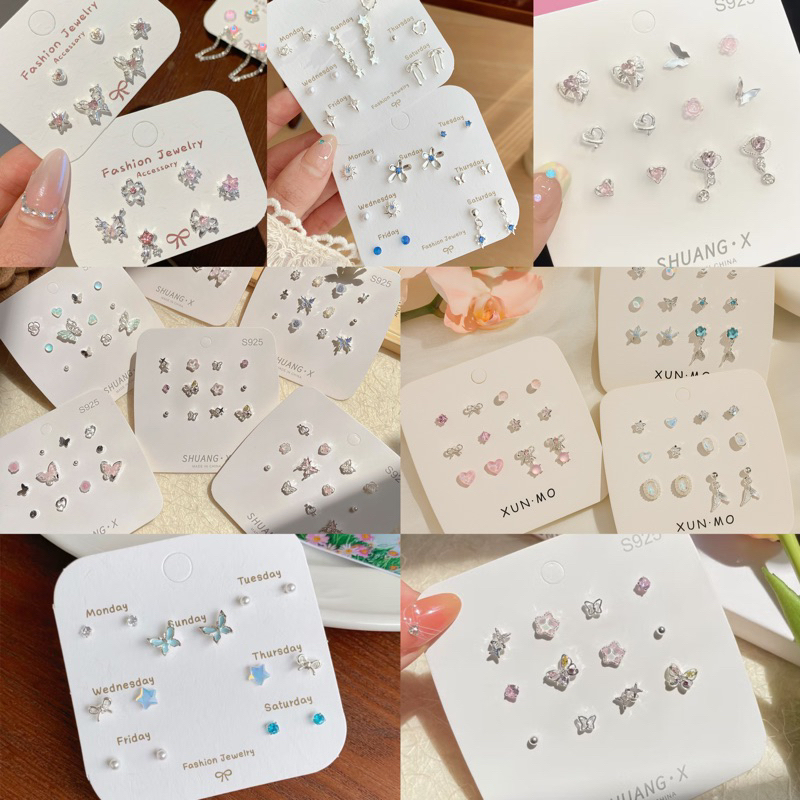 ต่างหู ต่างหูเซ็ตงานs925คุณภาพสุดพรีเมียม ต่างหูโบว์เงิน พร้อมส่งในไทย จัดส่งวันถัดไปหลังสั่ง