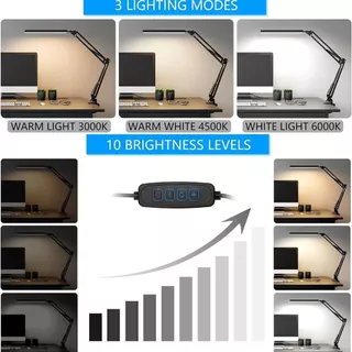 Ochi โคมไฟป้องกันดวงตา LED โคมไฟตั้งโต๊ะ usb โคมไฟตั้งโต๊ะสำหรับอ่านหนังสือที่มีคลิปหัวคู่ไฟ LED แบบพับได้ไฟในร่ม