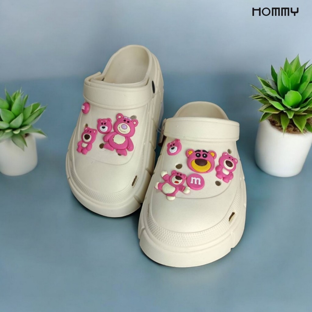 【พื้นหนา 6 CM -รุ่นใหม่2025】HOMMY รองเท้าแตะหัวโต แฟชั่น แบบมีสายรัด ใส่สบาย+จิ๊บบิท (SH-1/1)*..