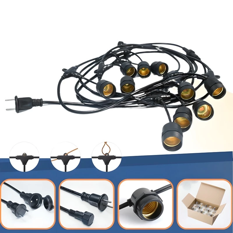 🔌IP65 สายไฟห้อยระย้า 5-10เมตร E27 ไฟLED 3W ไฟกลางแจ้ง ไฟตกแต่งสวน คริสต์มาสและปีใหม่ งานคุณภาพ กันน้ำ เส้นหนา