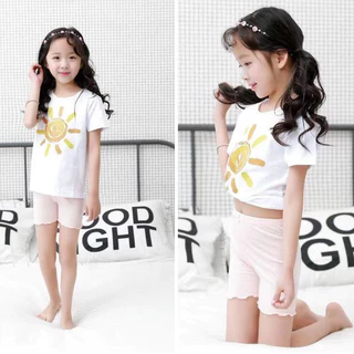 Babyonline(Y143)J2 (ส่งด่วน1วัน)กางเกงซับในเด็กโต กางเกงเลกกิ้งขาสั้นผ้ายืดมีโบว์สำหรับเด็กผู้หญิง