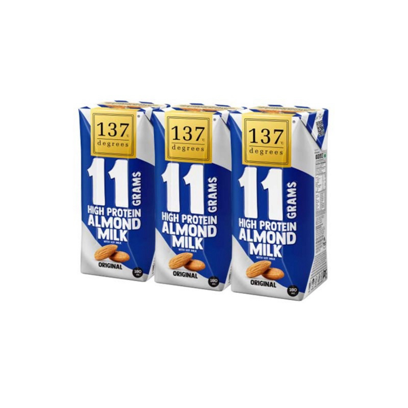 137 Degrees High Protein Almond Milk นมอัลมอนด์ สูตรโปรตีนสูง รสดั้งเดิม/ช็อคโกแลต 180 มล. (ยกลัง 36กล่อง) - รูปที่ 2