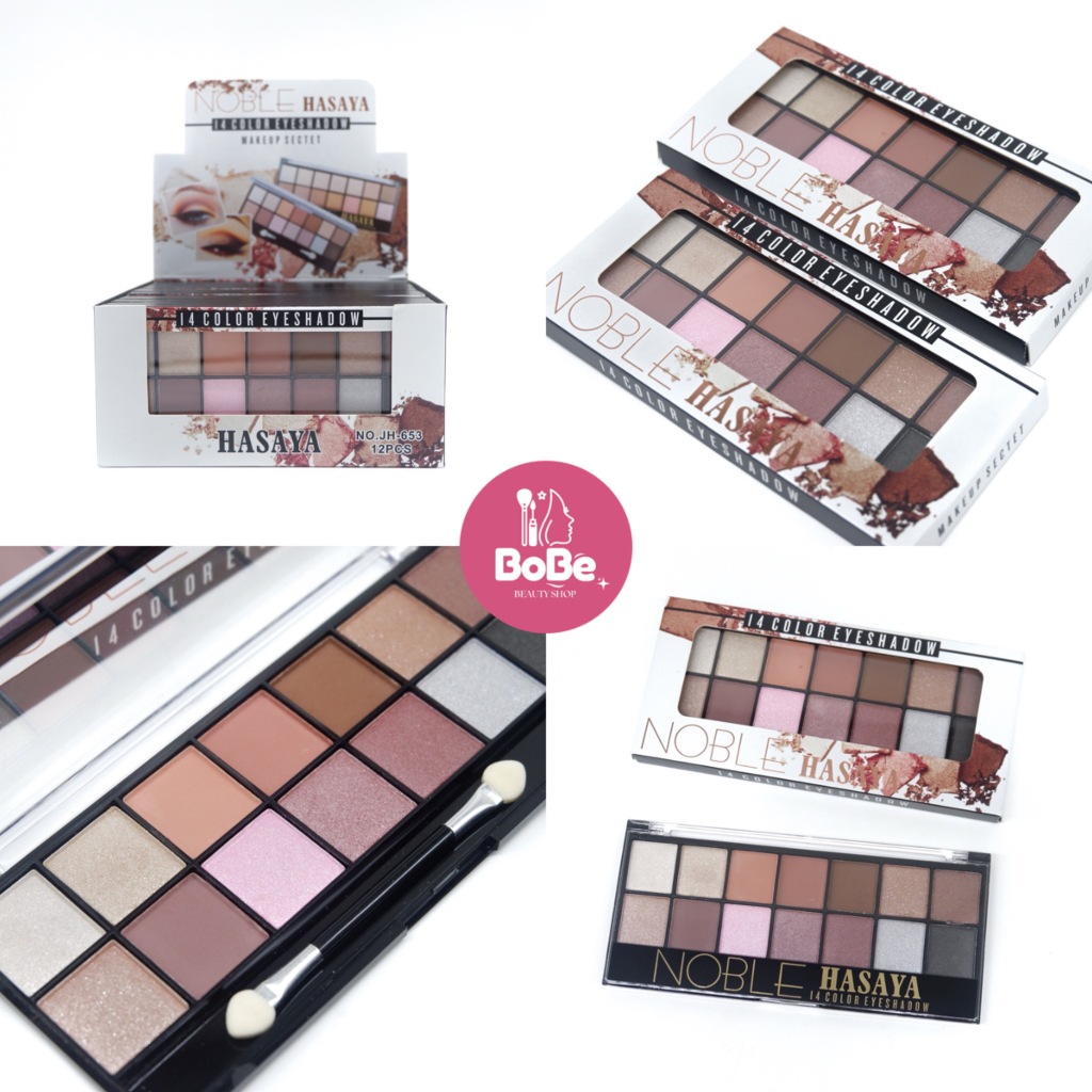 {12พาเลท} HASAYA Noble Color Eyeshadow พาเลทอายแชโดว์ เนื้อชิมเมอร์ ให้สีเป็นธรรมชาติ no.JH653