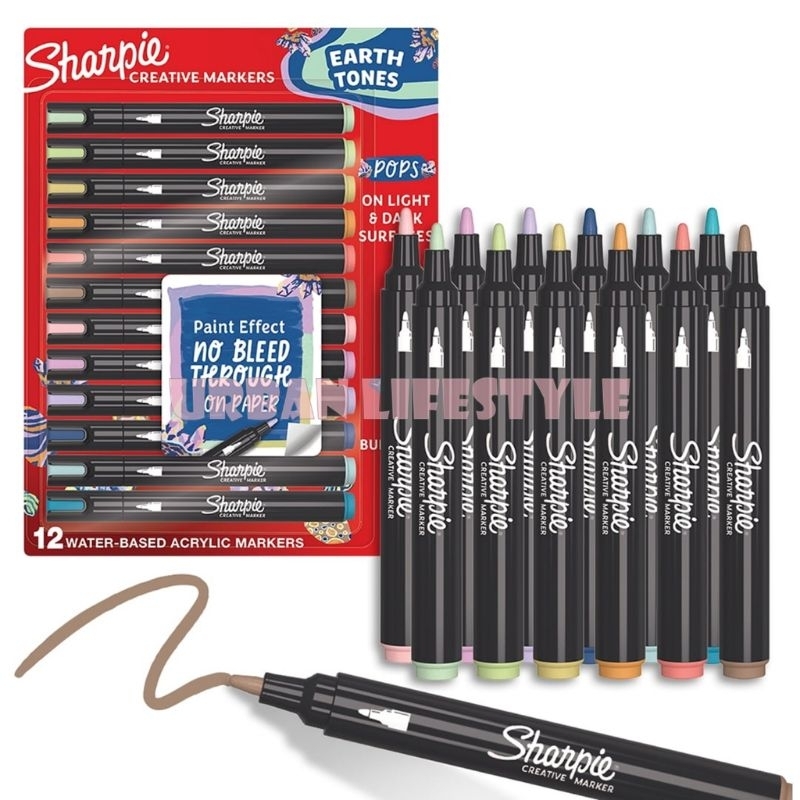 Sharpie Creative Marker ชาร์ปี้ ปากกาอะคริลิค หัวกลม หัวพู่กัน ชุด 2 / 5 / 12 สี Water-Based Acrylic Markers