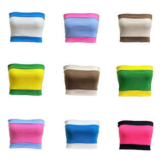 เสื้อเกาะอก ทูโทน ผ้าร่อง