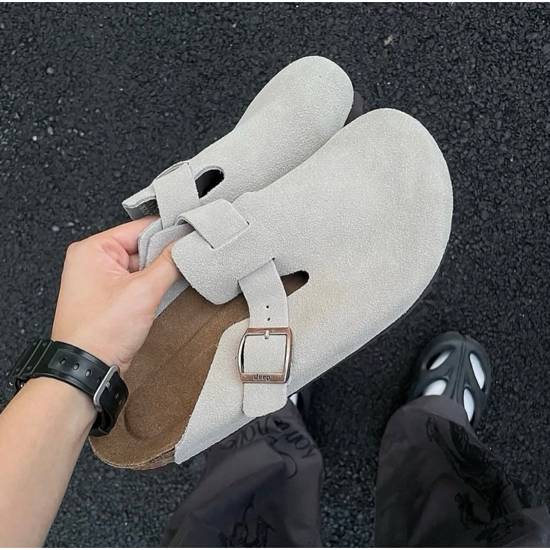 [ พร้อมส่ง ] Jeep Clog Boston White-Grey / Khaki ของแท้ 100%