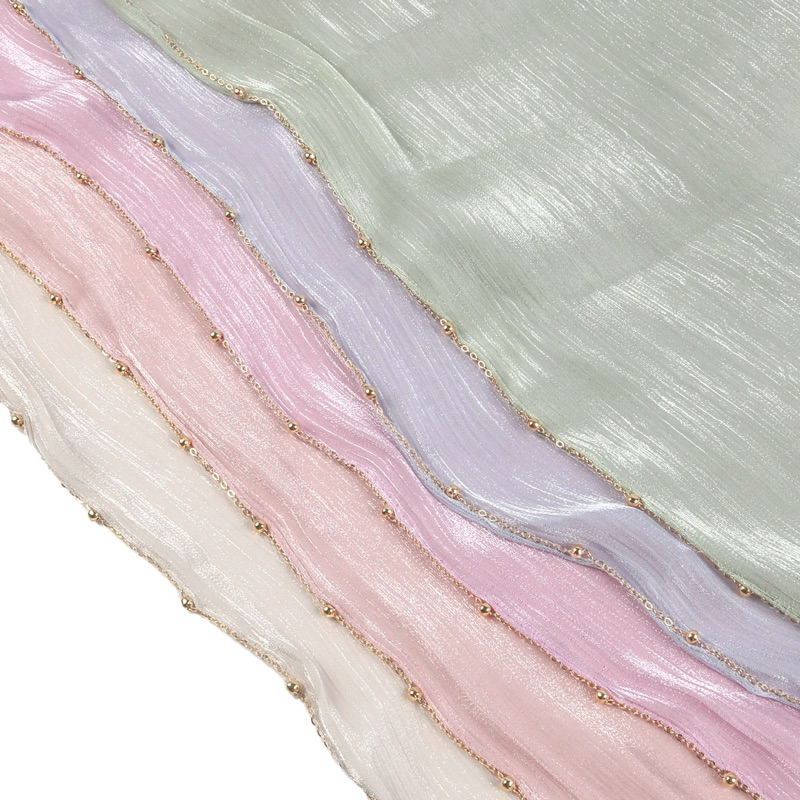 Shimmer ปักสายโซ่ทอง ผ้าคลุมไหมแพรแบบใหม่ ผ้าซาตินชิมเมอร์ - รูปที่ 4