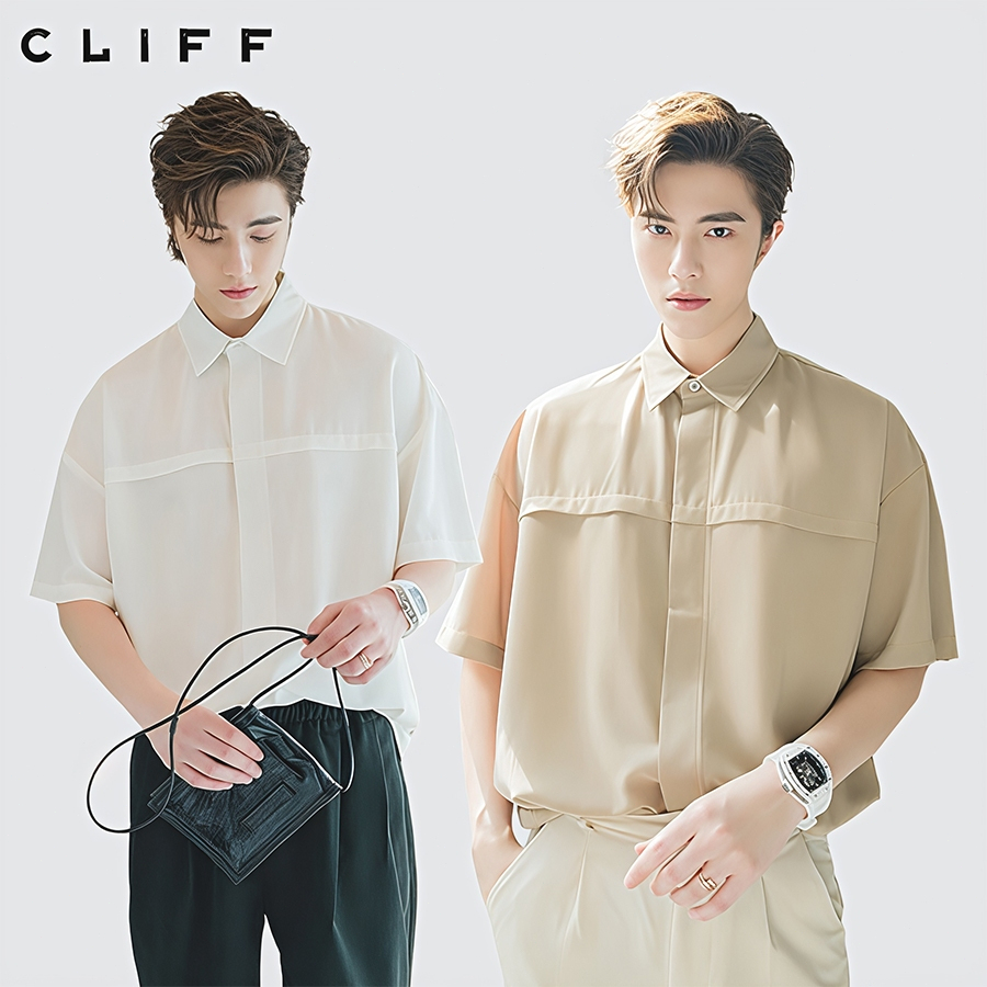 CLIFF เสื้อเชิ้ตแขนสั้น ความรู้สึกระดับสูง แห้งเร็วเย็น สไตล์ผู้ใหญ่ แฟชั่นยอดนิยม