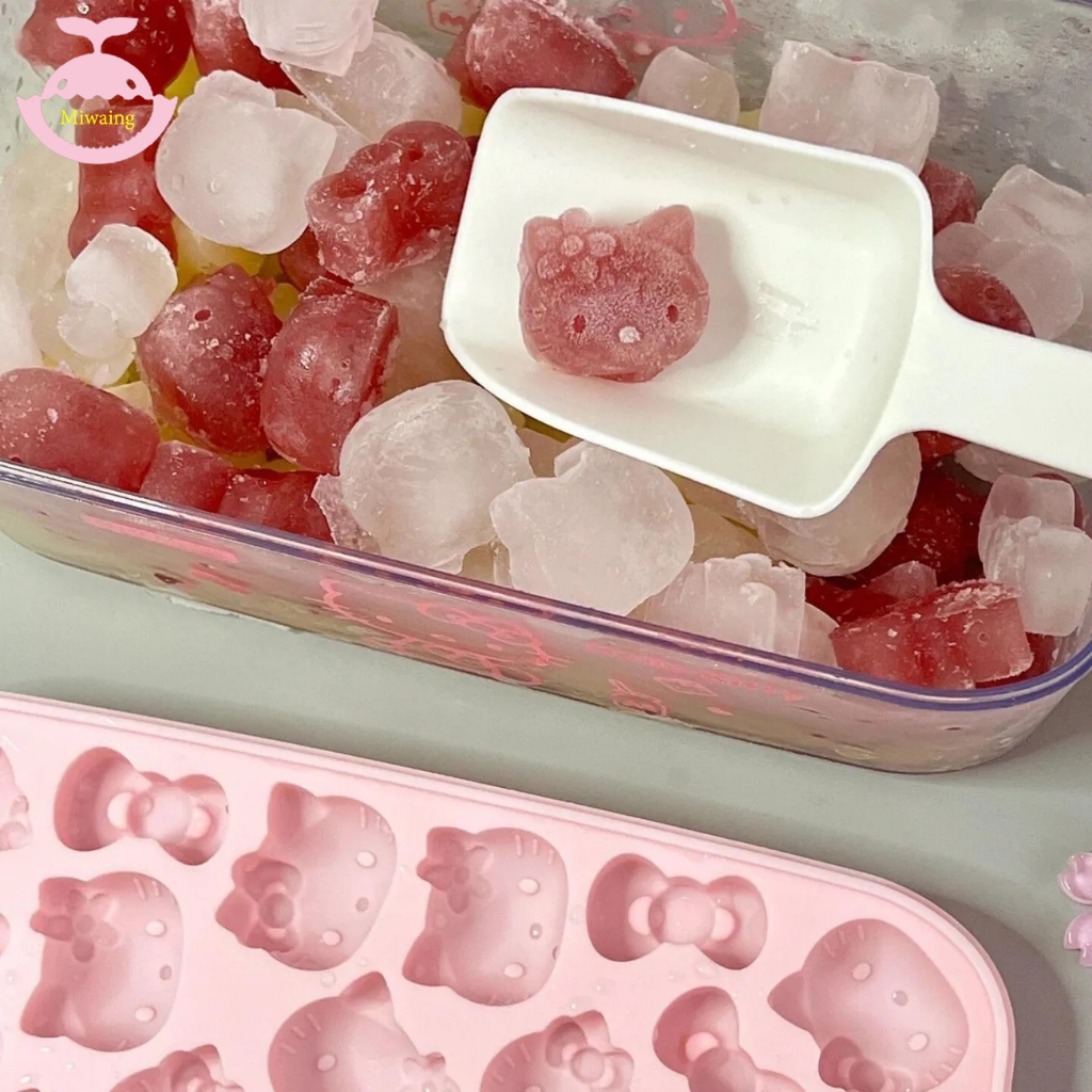 Hello Kitty ทำน้ำแข็ง ถาดซิลิโคน พิมน้ําแข็ง ถาดน้ํา วัสดุเกรดอาหาร โฮมเมดเค้กเยลลี่แโคนไอศกรีม