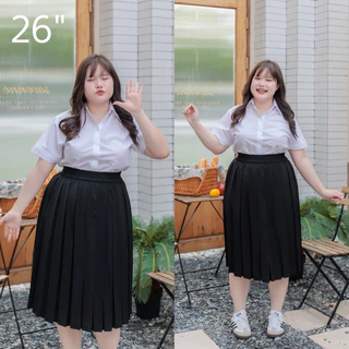 กระโปรงพลีทนักศึกษา สำหรับสาวพลัสไซต์ XL-XXL (28-45“)จีบเล็ก จีบทวิท 🍟ความยาว 18 - 36 นิ้ว