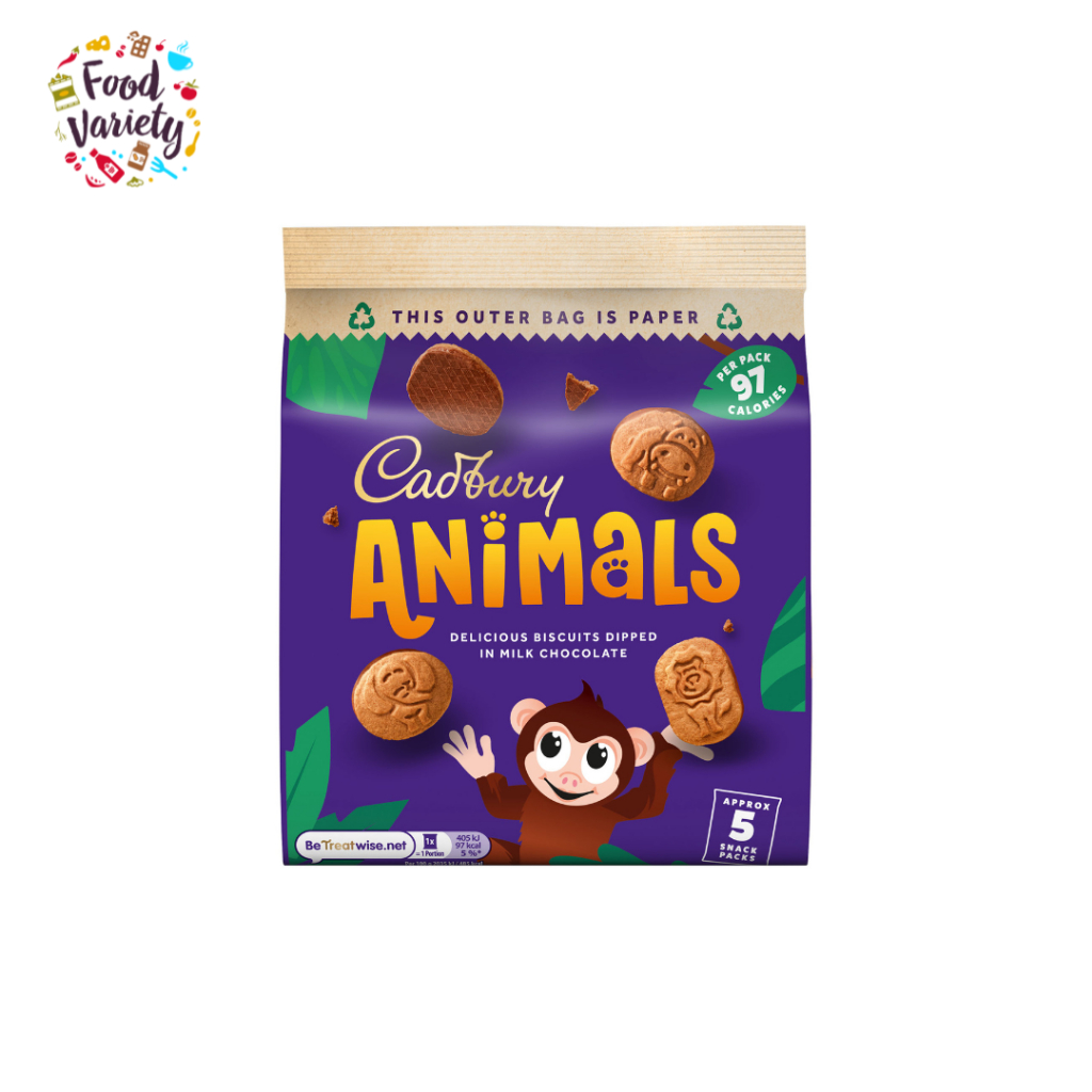 [BestBefore-23-Nov-2025] Cadbury Animals Biscuits 5 pack 99.5g แคดเบอรี แอนิมอลส์ บิสกิต แพ็ค 5 99.5