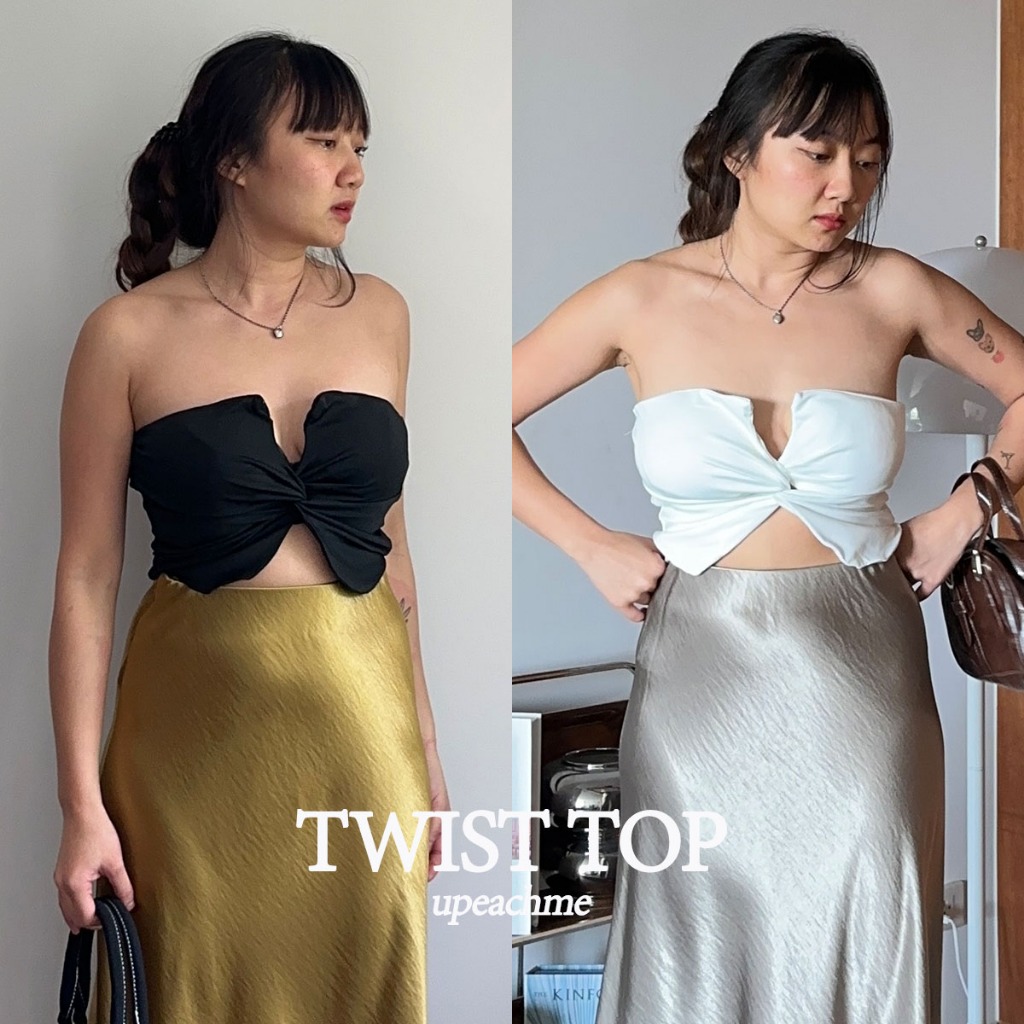 *พร้อมส่ง* Upeachme - Twist top (อก-40) เกาะอกทวิสไขว้หน้า เกาะอกครอปสั้น เกาะอกเว้า