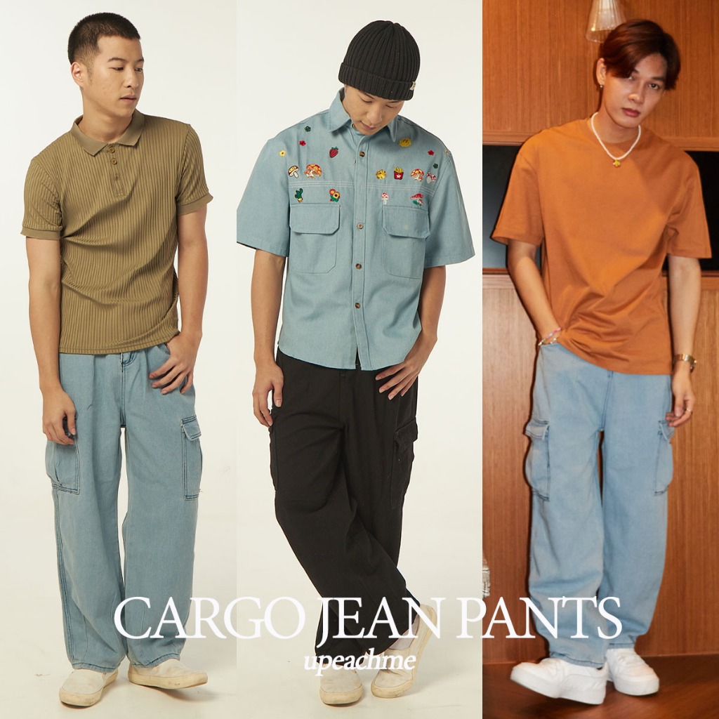 *พร้อมส่ง* Upeachme - Cargo jean trousers (S-3XL) กางเกงยีนส์ขายาวคาร์โก้ผู้ชาย ยีนส์ขายาวผู้ชาย ยีนส์คาร์โก้ผู้ชาย