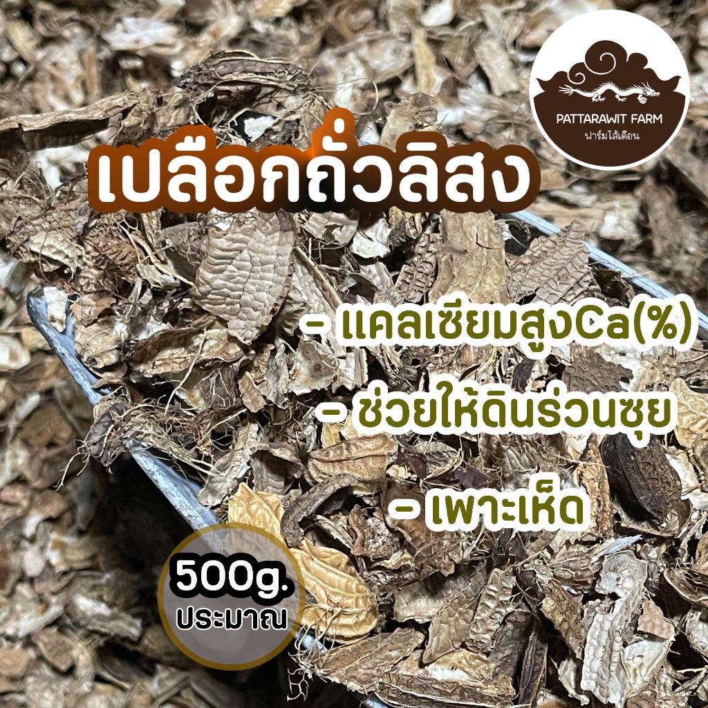 (2ถุง50)(15ถุงส่งฟรี)เปลือกถั่วลิสงแห้ง ขนาด500g. เพิ่มอินทรียวัตถุในดิน ช่วยให้ดินโปร่ง อุ้มน้ำ และระบายอากาศได้ดี