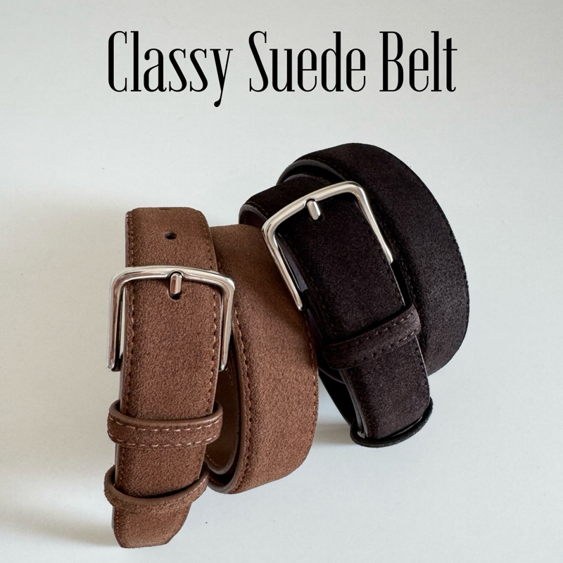 [พร้อมส่ง] WEAR.SOUL #BT136-Classy Suede Belt เข็มขัดสายหนังแท้