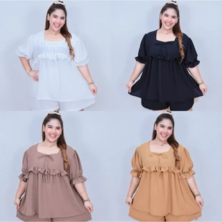 [ ส่งฟรี 🔥 ] A293 POPPY TOP เสื้อคอเหลี่ยมระบาย เนื้อนิ่ม พริ้วไหวใส่สบาย ไม่ร้อน ผ้าสลาฟเกาหลี อก 48-60“ (หน้าผ้า 66”)