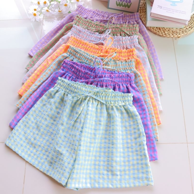 กางเกงขาสั้น ลายสก็อตพาสเทล กางเกงสก็อต ใส่นอน ใส่เล่น ใส่ไปทะเลได้ ใส่สบายๆ7โทนสีน่ารัก - รูปที่ 3