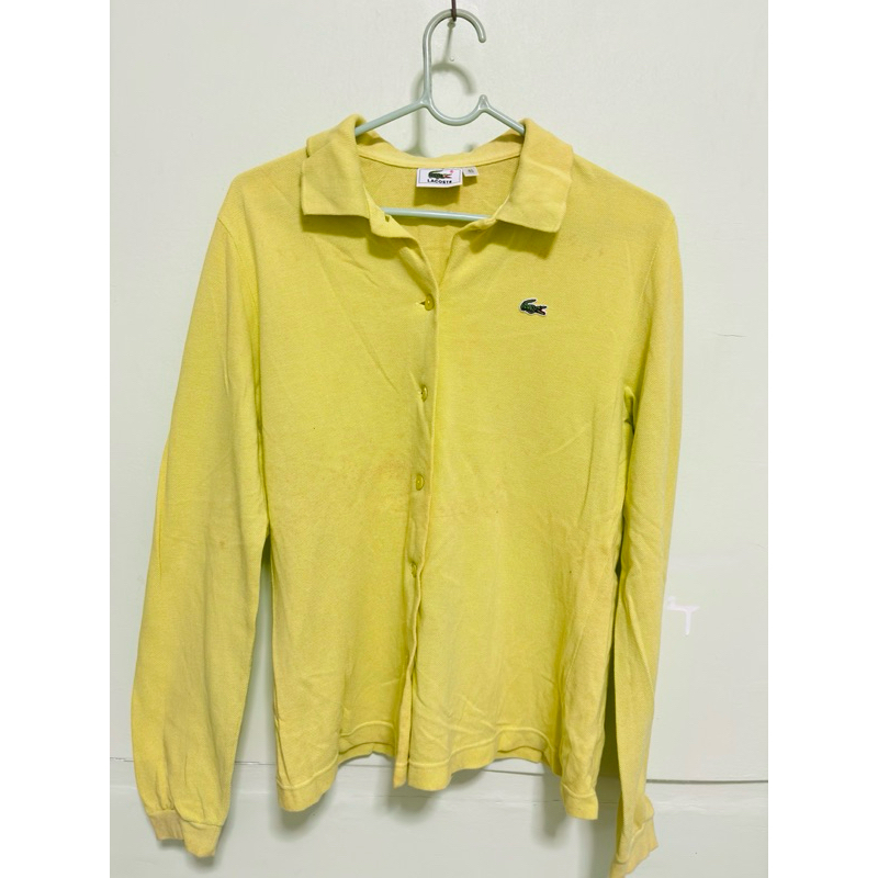 Lacoste เสื้อเชิร์ต แขนยาว 2 ตัว (สีเหลืองอมเขียว และสีส้ม) มือสอง (ผู้หญิง)