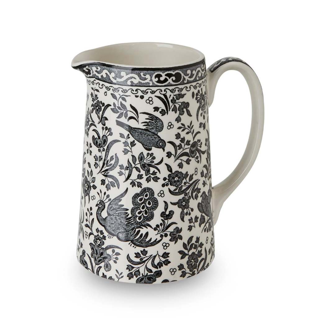 Burleigh Black Regal Peacock Tankard Jug Medium 568ml/1pt