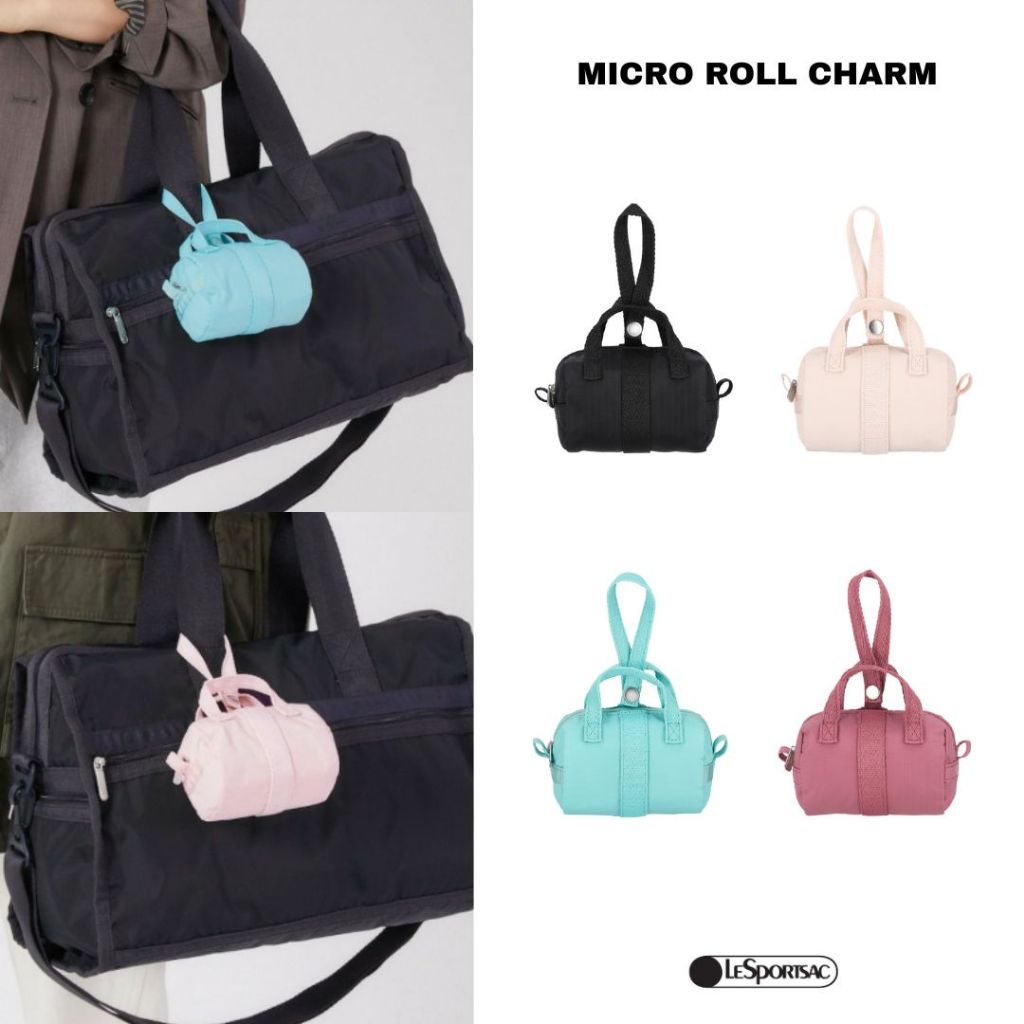 Lesportsac Micro roll charm bag กระเป๋าห้อยใบเล็ก กระเป๋าชาม์ กระเป๋าห้อยพวงกุญแจ  style 1021 NEW