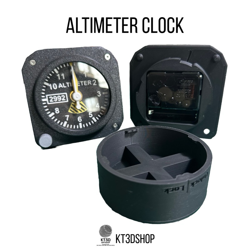 นาฬิกาตั้งโต๊ะทรงหน้าปัดเครื่องบิน Altimeter Clock (3DPrint) *มีแบบปกติและแบบเพิ่มช่องใส่ปากกา