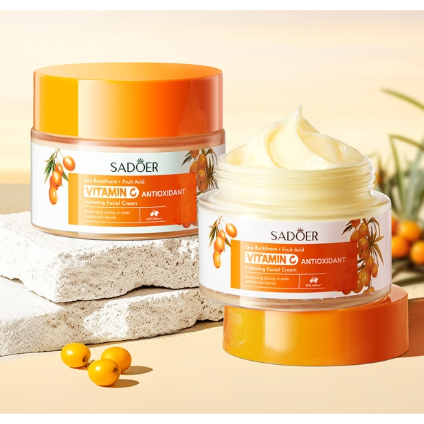 SADOER Sea Buckthorn+Fruit Acid VITAMIN C ANTIOXIDANT ครีมบำรุงผิวหน้า ชุ่มชื้น เรียบเนียน ปริมาณ 60