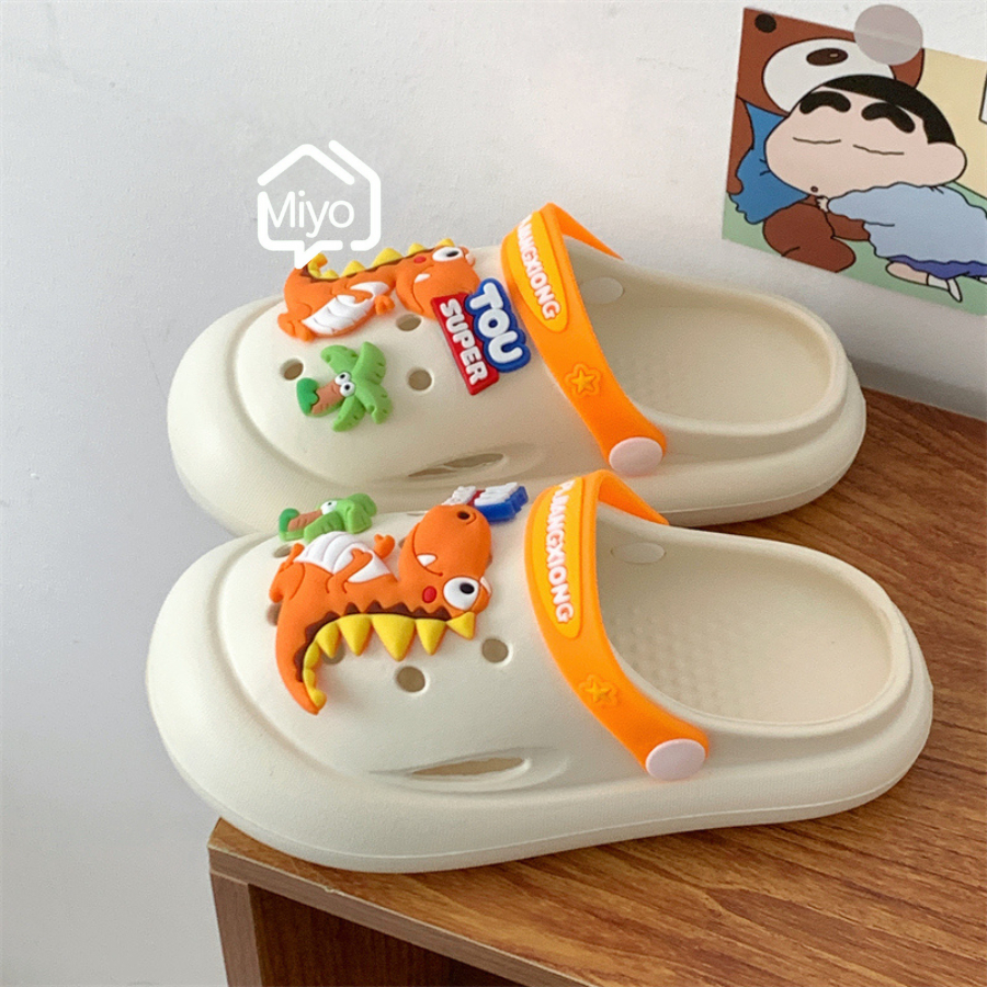 รองเท้าแตะหัวโตแบบสวม/รองเท้าแตะแฟชั่นเด็ก พร้อมจิบิไดโนเสาร์ น่ารักๆ น้ำหนักเบาพื้นนุ่มใส่สบายและมียางกันลื่น - รูปที่ 6