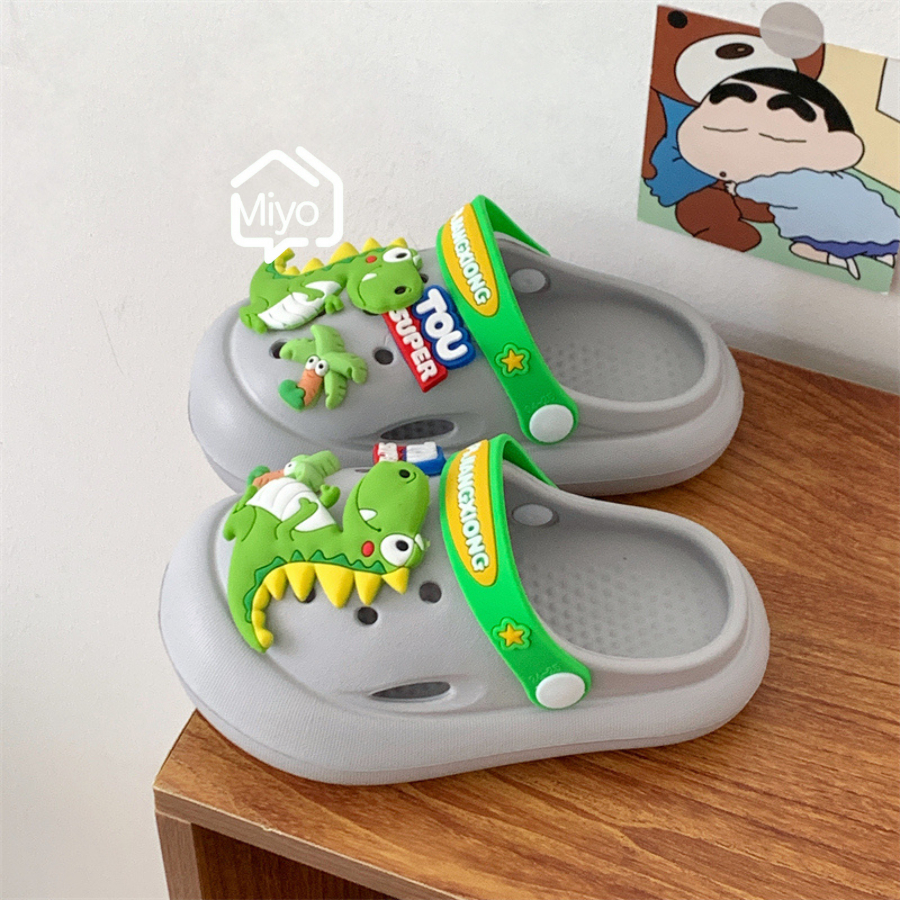 รองเท้าแตะหัวโตแบบสวม/รองเท้าแตะแฟชั่นเด็ก พร้อมจิบิไดโนเสาร์ น่ารักๆ น้ำหนักเบาพื้นนุ่มใส่สบายและมียางกันลื่น - รูปที่ 7
