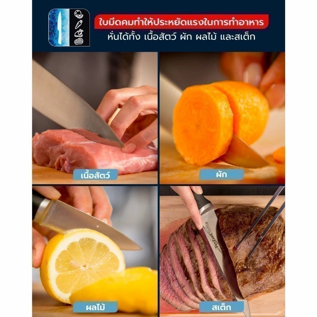 Tefal CW ชุดเซ็ตมีดพลังน้ำแข็ง รุ่น K232S224 ICE FORCE 2 ชิ้น มีดซันโตกุ 16.5 ซม.+ มีดปอก 13 ซม.
