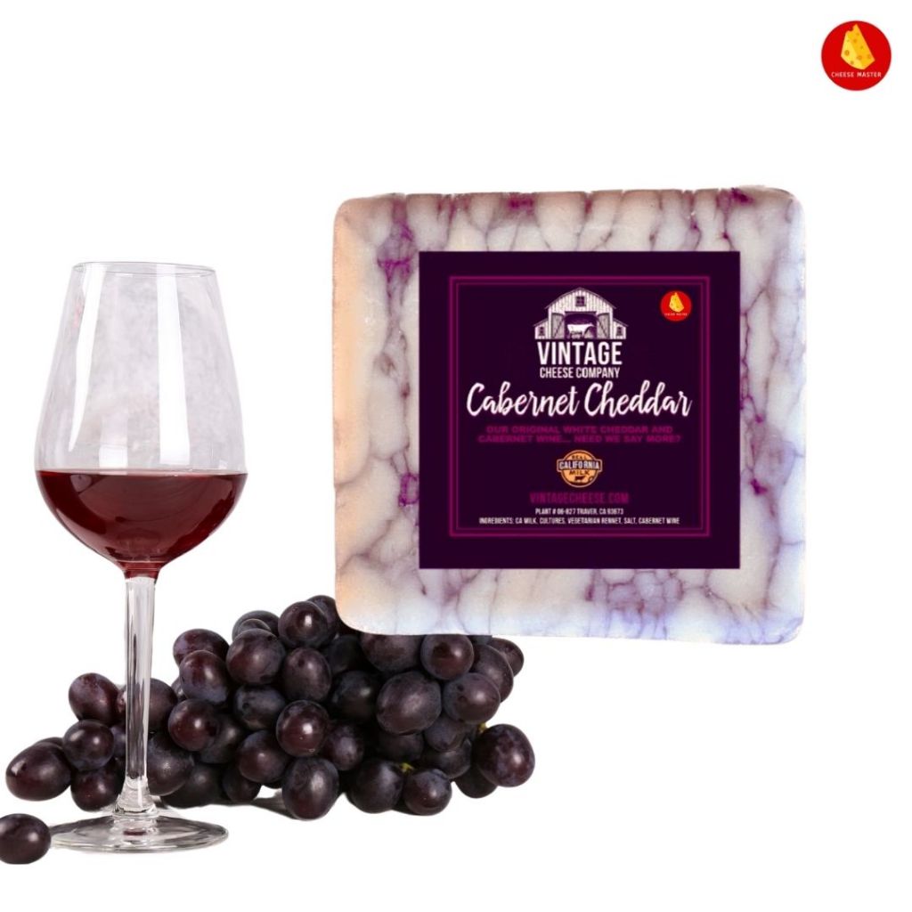 Cabernet Cheddar 130g - Vintage Cheese ชีสผสมไวน์แดง คาเบอร์เนต์ ชีสกับไวน์ ชีสบอร์ด ชีสทานเล่น