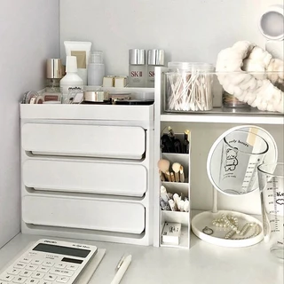 ฟรีสติ๊กเกอร์ ชั้นวางเครื่องสำอาง ลิ้นชักเก็บของ กล่องใส่เครื่องสำอาง กล่องพลาสติก ชั้นวางของ กล่องเก็บของ