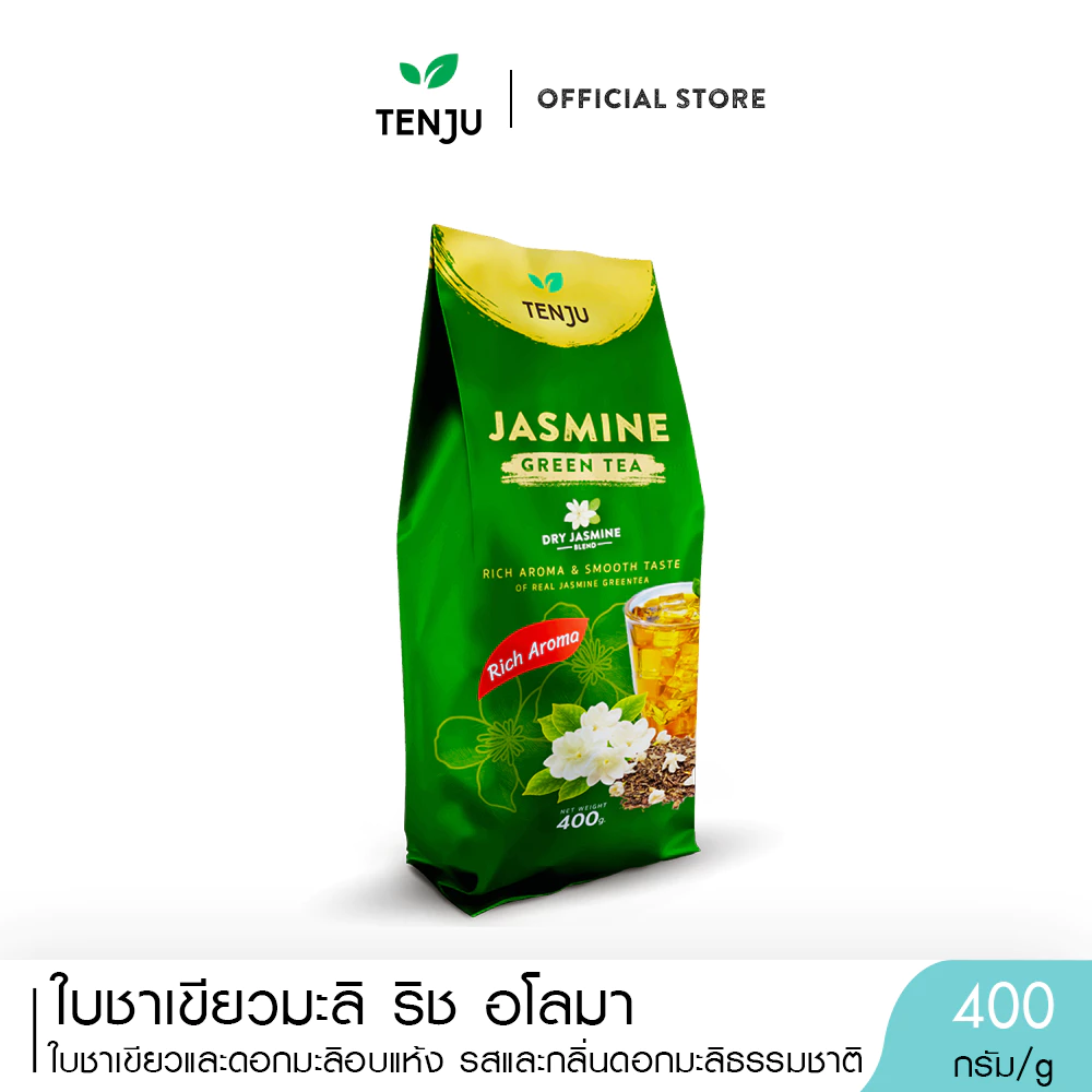 Tenju ชาเขียวมะลิ ริช อโรมา 400 กรัม Jasmine Green Tea Rich Aroma (ตราเทนจู)