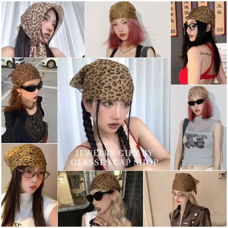 🐯พร้อมส่ง🐯 ผ้าพันคอชีฟอง《65×65 cm》ผ้าโพกผมกรามู ลายเสือY2K  สำหรับโพกผม [[ร้านไทย🇹🇭จัดส่งจากกรุงเทพ]]