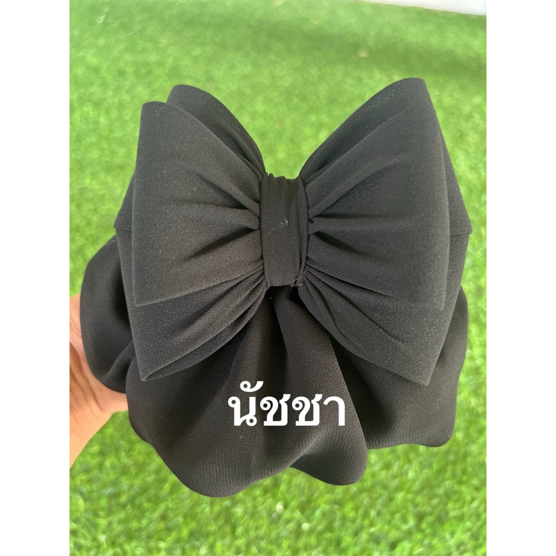 เน็ตติดผมผ้าชีฟองสีดำงาน4ชั้นไม่มีหางงาน
