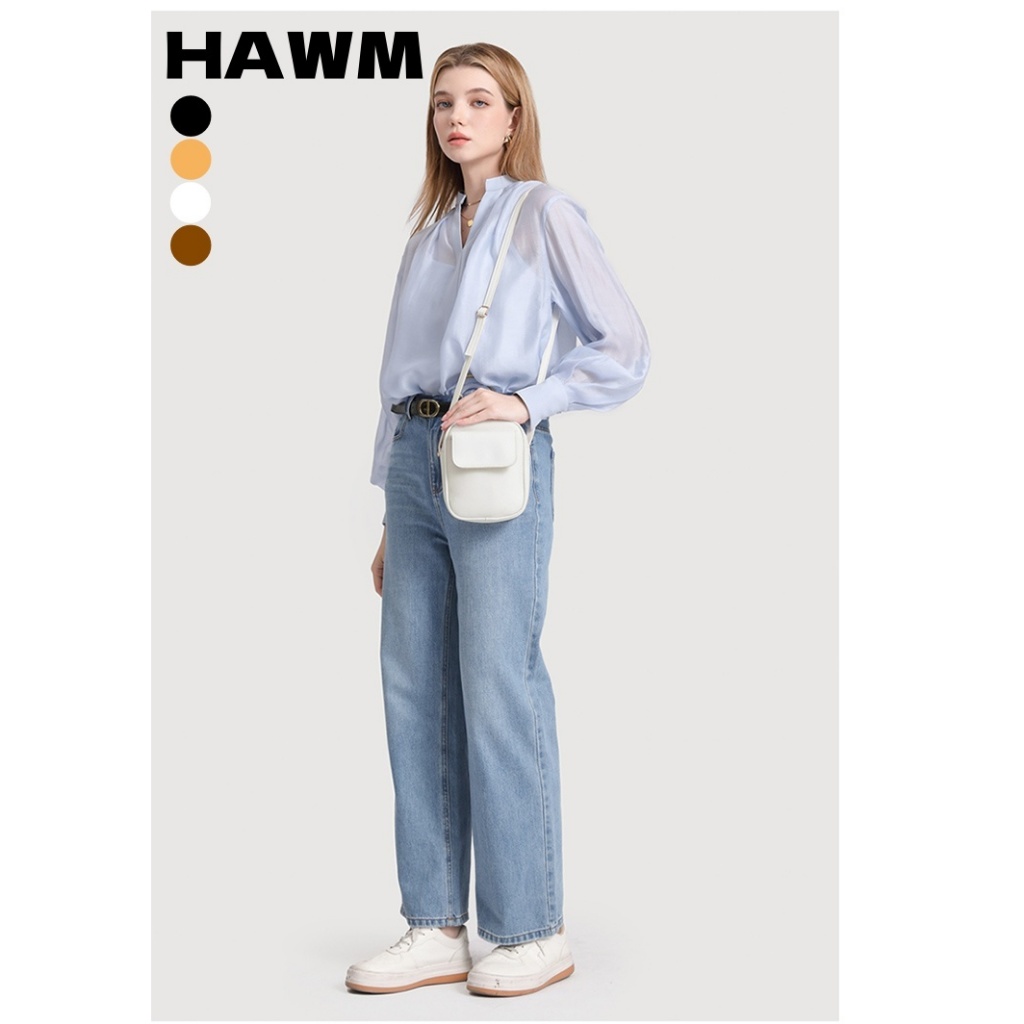 HAWM กระเป๋าสะพายไหล่ สะพายข้าง แบบหนัง สไตล์เกาหลี แฟชั่นสําหรับผู้หญิง