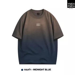 YuenPuen ยืนพื้น เสื้อฟอก Fade&Spray สีกรม ทรงOversize เสื้อโอเวอร์ไซส์ สกรีนลาย ไม่ยืดไม่ย้วย
