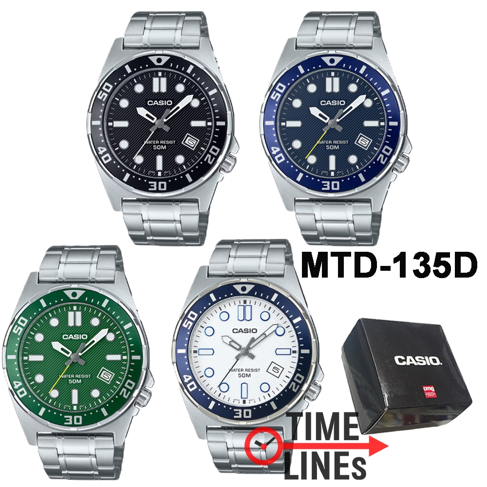 !!ประกัน1ปีและกล่อง CMG!! CASIO รุ่น MTD-135D นาฬิกาผู้ชาย กันน้ำ 50 เมตร MTD MTD135 MTD-135