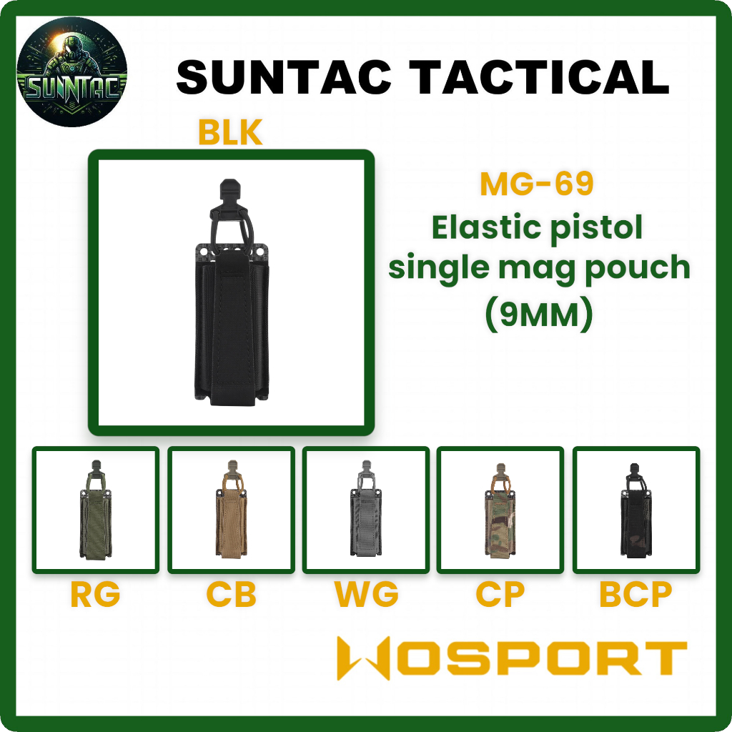 Wosport ซองแม็ก| Elastic pistol single mag pouch(9MM) | MG-69