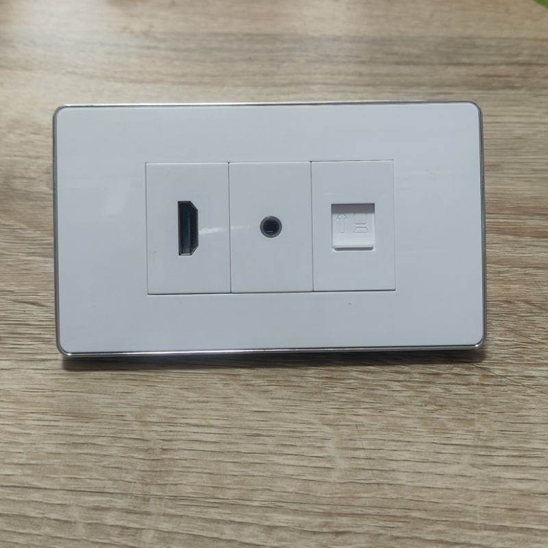 MA_เต้ารับ ติดผนัง Wall Plate HDMI 4K  (90 องศา)+Audio+Cat6(รับประกัน 1 ปี สามารถออกใบกำกับภาษีได้)