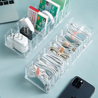 NEW ถาดเก็บสายชาร์จ ถาดเก็บหูฟัง กล่องใส่ของ แบบ8ช่อง