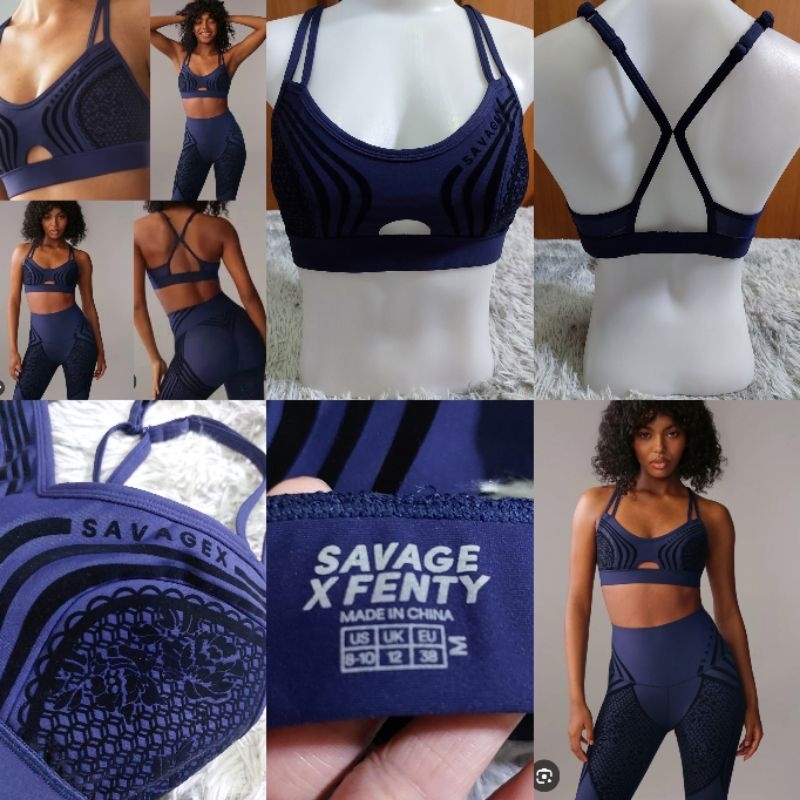 #สปอร์ตบรา เว้าใต้อก ขอบหลังซีทรู ทอแบรนด์กำมะหยี่#SAVAGE X FENTY SIZE M อก 34-36"