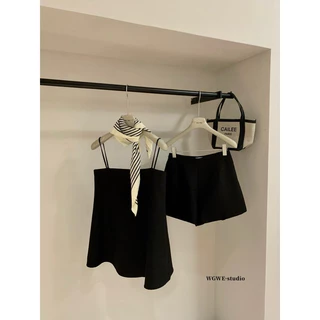 📍พร้อมส่ง📍5642💌Set 2 pcs เสื้อสายเดี่ยว งานซิปหลัง + กางเกงขาสั้น งานซิปข้าง เนื้อผ้าดี ทรงสวย TAG : WG.WE🇰🇷