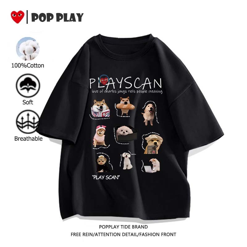 เสื้อ Play เรียบง่าย อนิเมะ ผ้านุ่มใส่สบาย เสื้อเชิ้ตแขนสั้น oversize คอกลม ระบายอากาศได้ (ส่งเร็ว จัดส่งจากไทย)